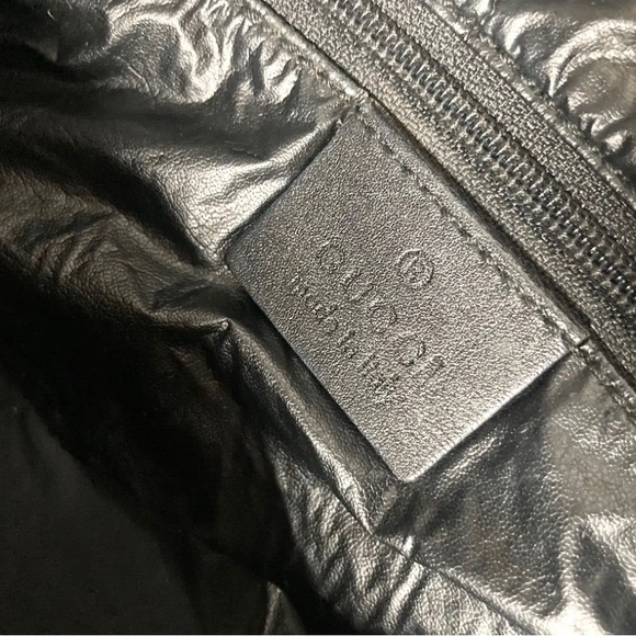 GUCCI VINTAGE GUCCISSIMA GG SHERRY LINE WEB TOTE BAG CANVAS LEATHER BLACK/CREAM - Picture 11 of 16